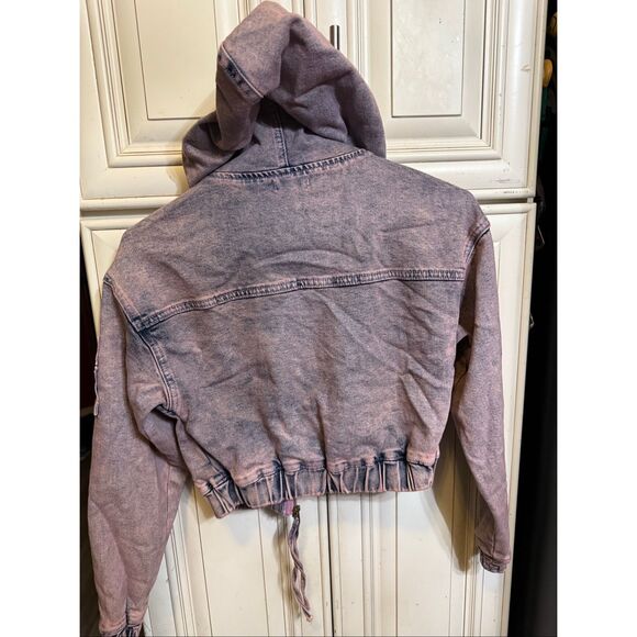 Fashion Nova Kids Girls Mini So Different Denim Jacket Hoodie Pink Size 10 - Picture 9 of 12